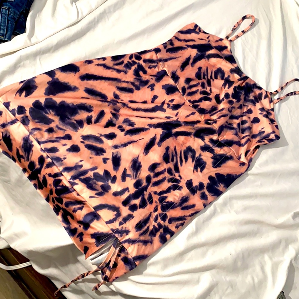 Animal print mini dress scrunch slit